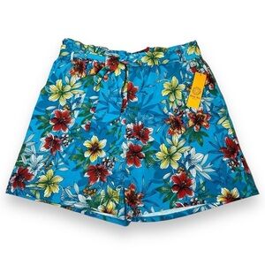 Ruby Rd. Women’s Tropical Print Pull-On Shorts Blue Size XL